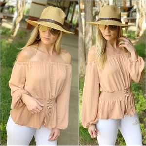 Infinity Raine Tops - Camel corset waist tunic Infinity Raine Tops - Camel corset waist tunic